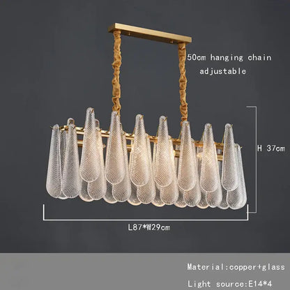 Elegant glass chandelier lighting gold tiered teardrop dining room