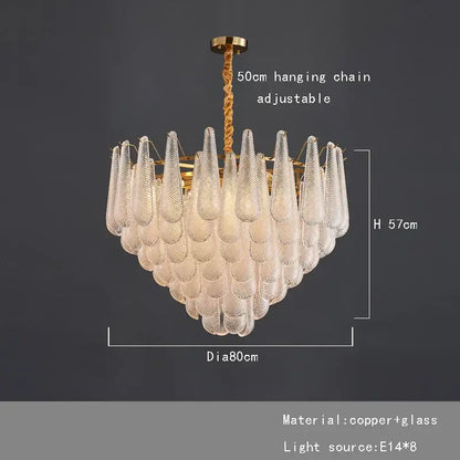 Elegant glass chandelier lighting gold tiered teardrop dining room