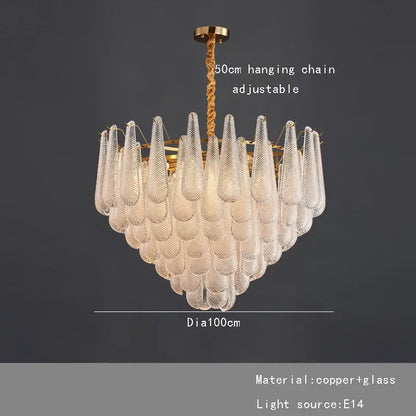 Elegant glass chandelier lighting gold tiered teardrop dining room