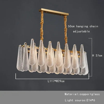 Elegant glass chandelier lighting gold tiered teardrop dining room