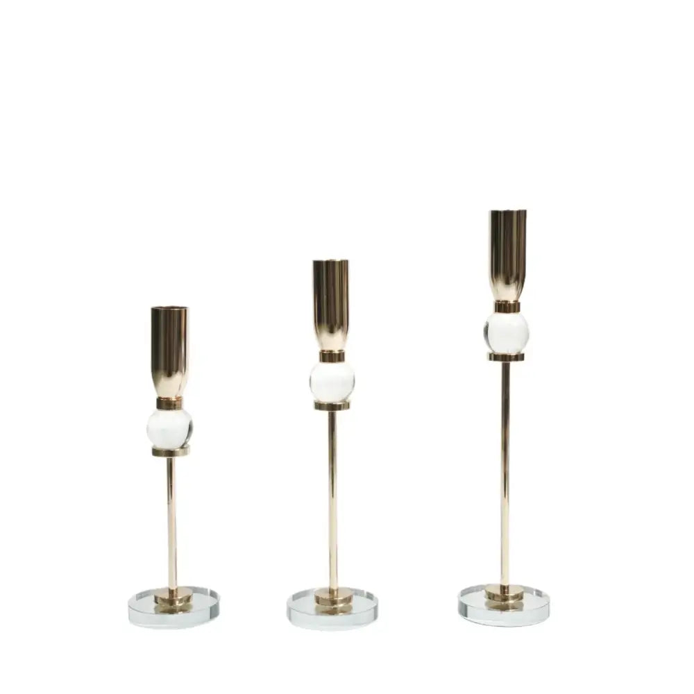 Elegant gold and crystal glass candlestick holder dining room set