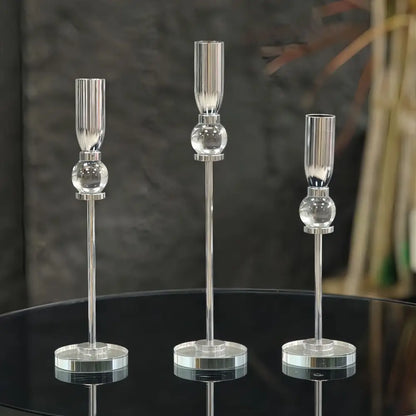 Elegant gold and crystal glass candlestick holder dining room set