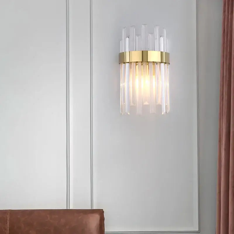 Elegant gold and crystal led wall lamps for living room decor