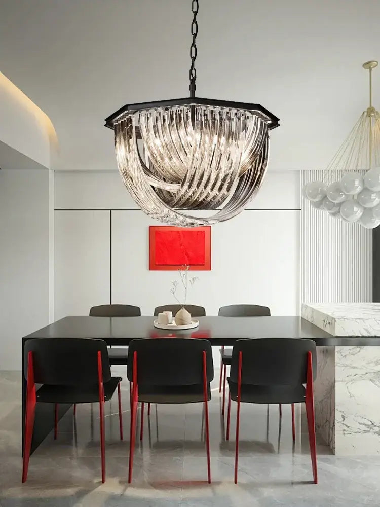 Elegant gold and glass crystal pendant lights kitchen island lamps