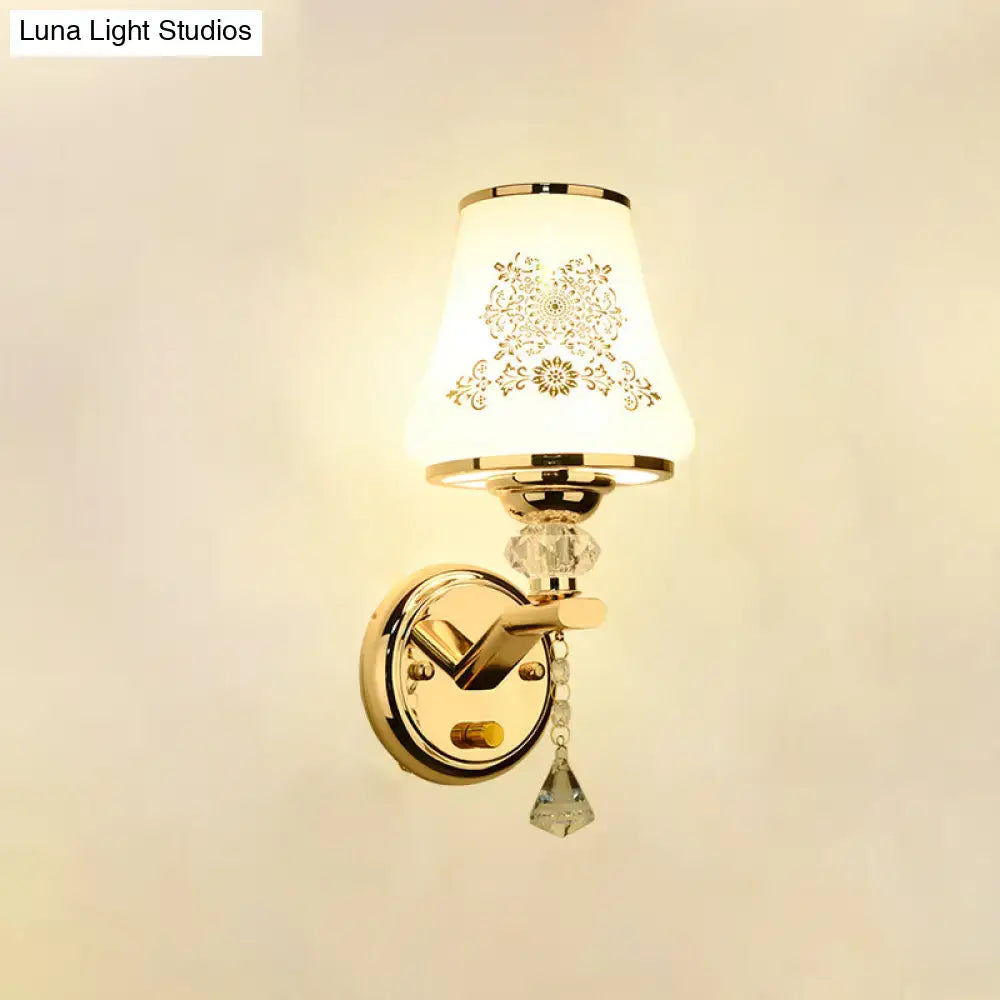 Elegant gold and white crystal wall light bedroom reading wall light