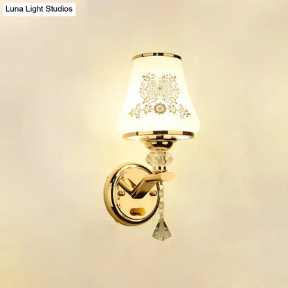 Elegant gold and white crystal wall light bedroom reading wall light