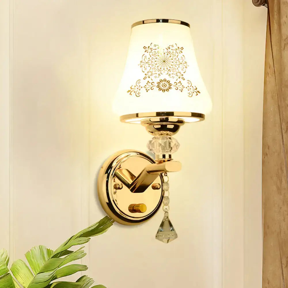Elegant gold and white crystal wall light bedroom reading wall light