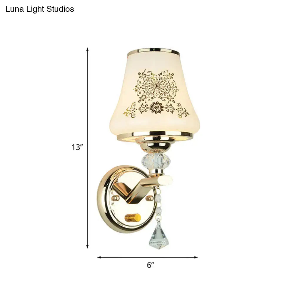 Elegant gold and white crystal wall light bedroom reading wall light