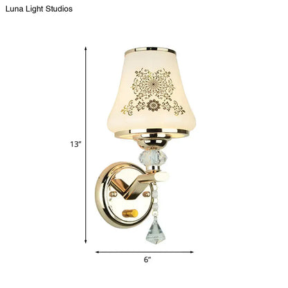Elegant gold and white crystal wall light bedroom reading wall light