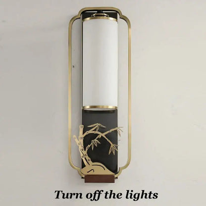 Elegant gold bamboo iron glass wall sconce for living room