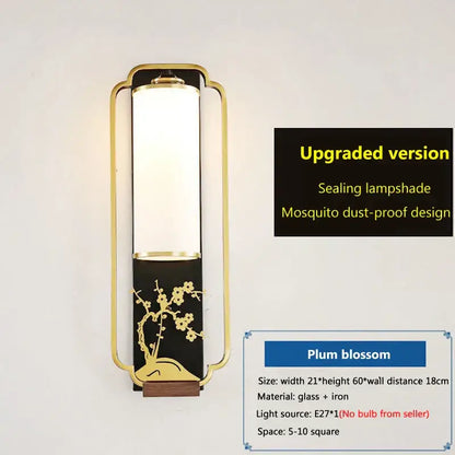 Elegant gold bamboo iron glass wall sconce for living room