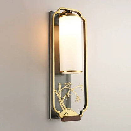 Elegant gold bamboo iron glass wall sconce for living room