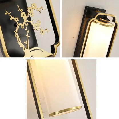 Elegant gold bamboo iron glass wall sconce for living room