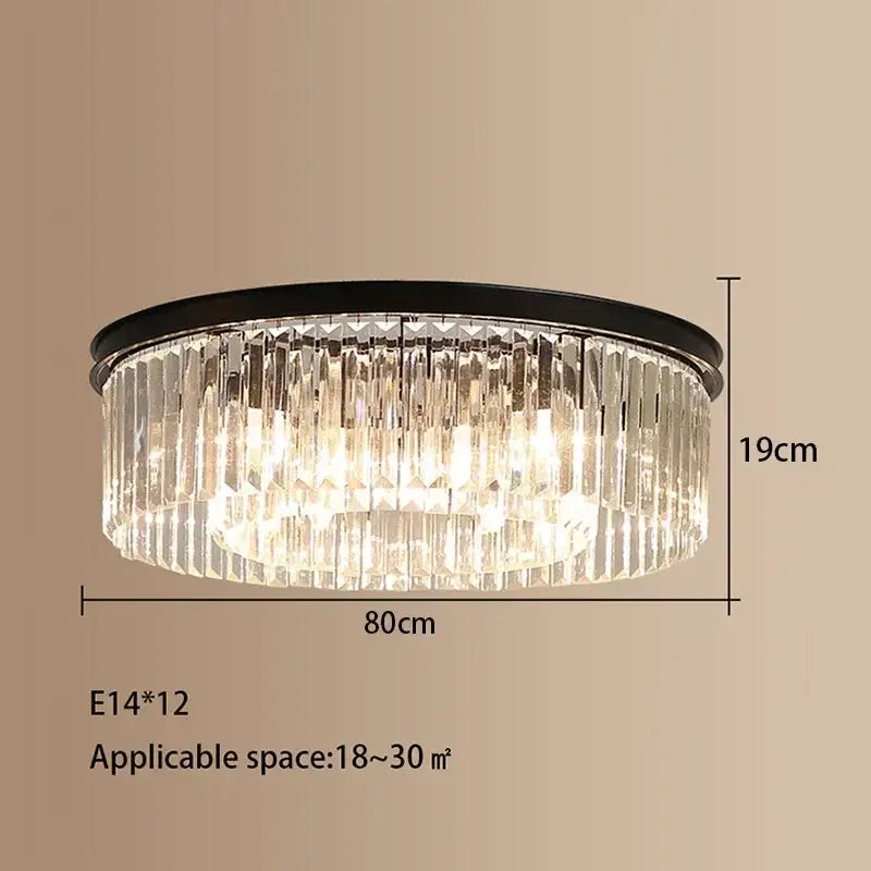 Elegant gold & black crystal round ceiling chandelier dining room