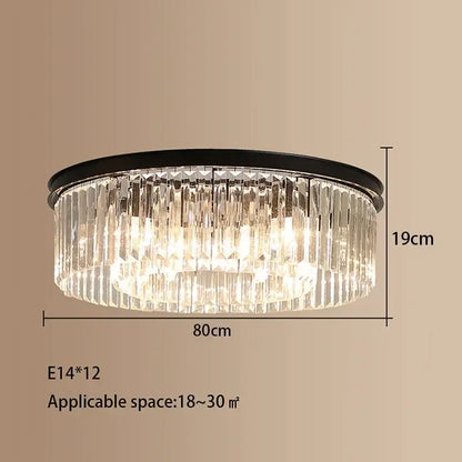 Elegant gold & black crystal round ceiling chandelier dining room