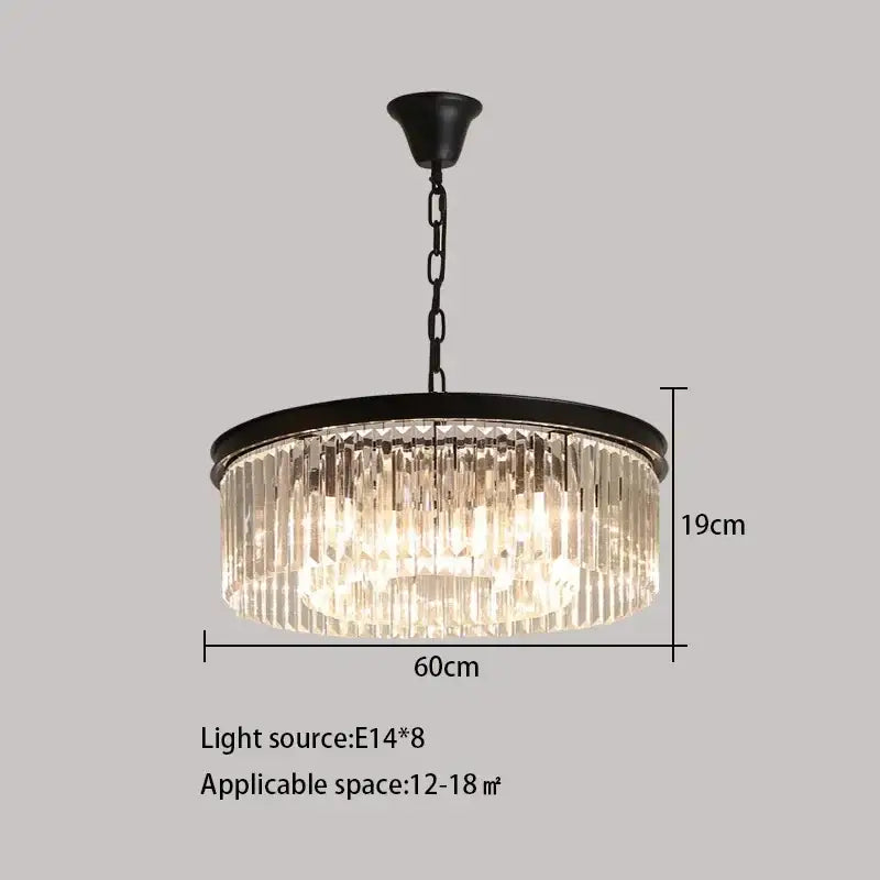 Elegant gold & black crystal round ceiling chandelier dining room