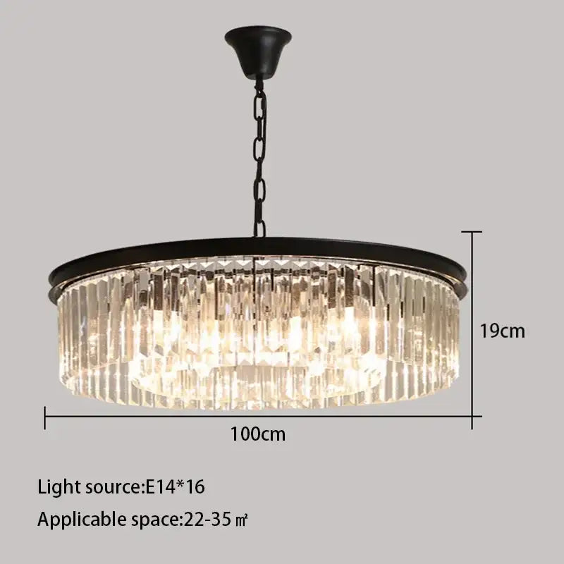 Elegant gold & black crystal round ceiling chandelier dining room