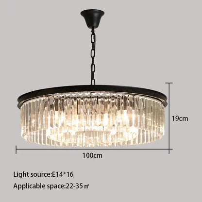 Elegant gold & black crystal round ceiling chandelier dining room
