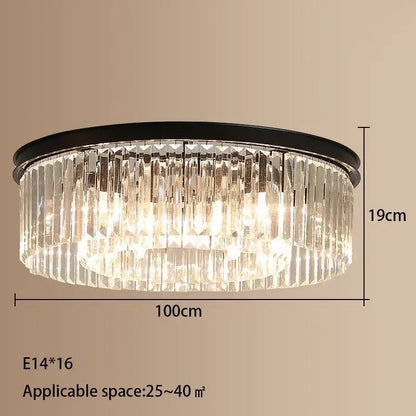 Elegant gold & black crystal round ceiling chandelier dining room