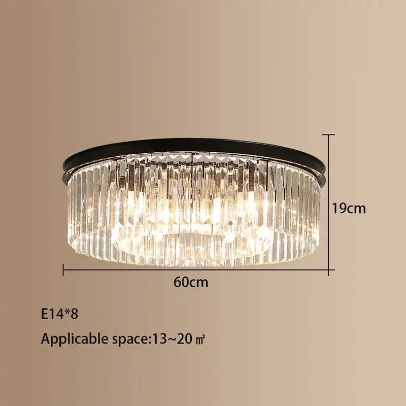 Elegant gold & black crystal round ceiling chandelier dining room