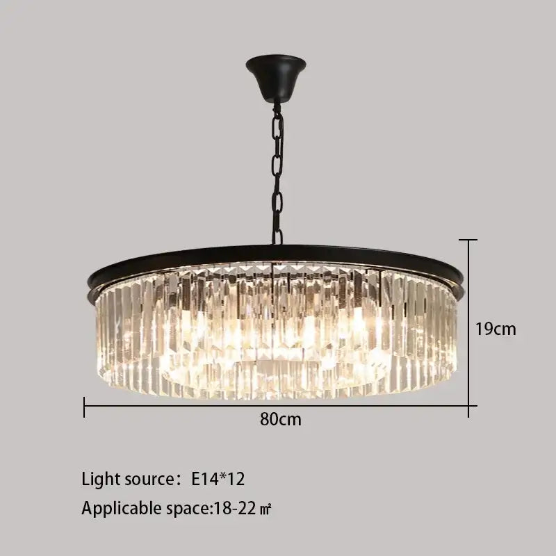 Elegant gold & black crystal round ceiling chandelier dining room