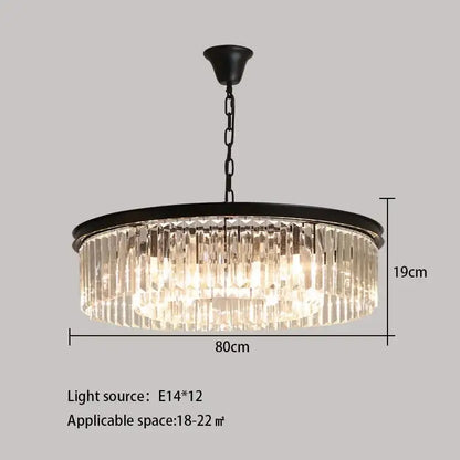 Elegant gold & black crystal round ceiling chandelier dining room
