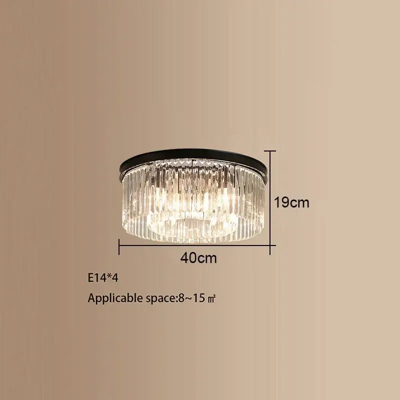 Elegant gold & black crystal round ceiling chandelier dining room