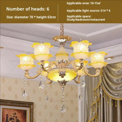 Elegant gold & blue crystal chandelier living room lighting