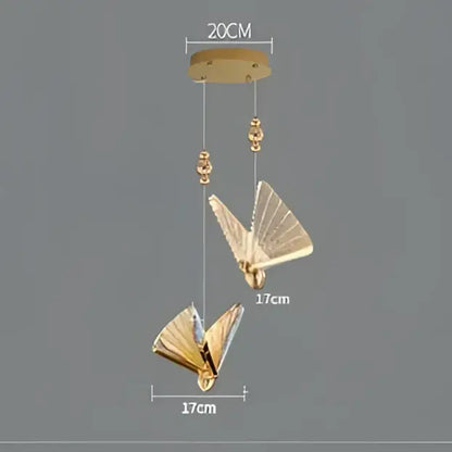 Elegant gold butterfly led pendant light bedroom decor