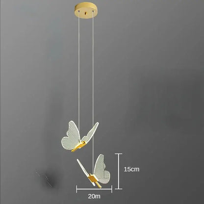 Elegant gold butterfly led pendant light bedroom decor