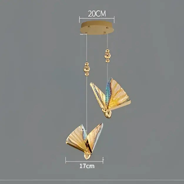 Elegant gold butterfly led pendant light bedroom decor