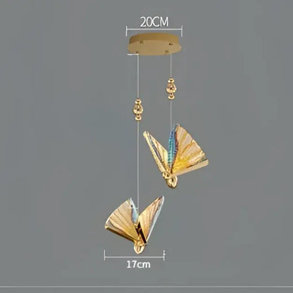 Elegant gold butterfly led pendant light bedroom decor