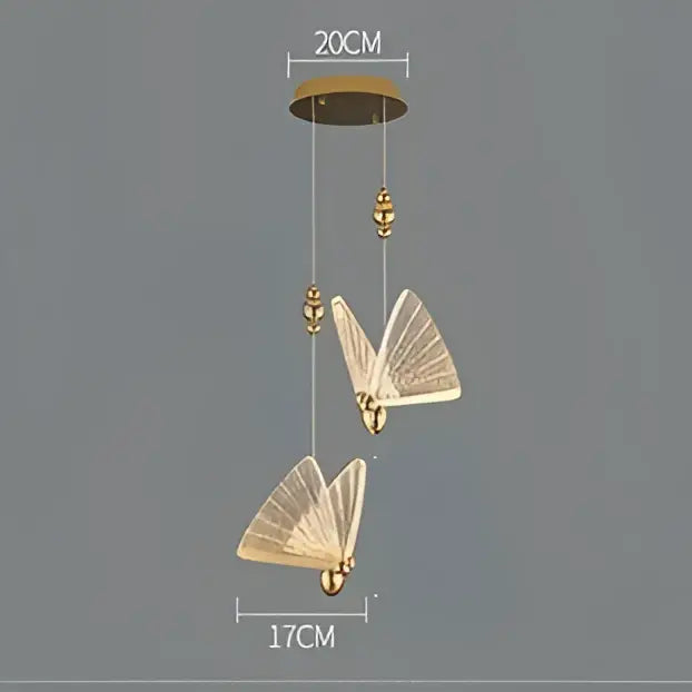 Elegant gold butterfly led pendant light bedroom decor