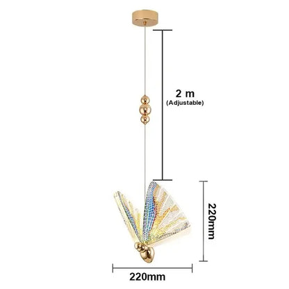 Elegant gold butterfly led pendant light bedroom decor