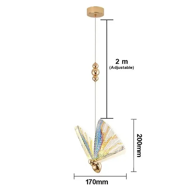 Elegant gold butterfly led pendant light bedroom decor