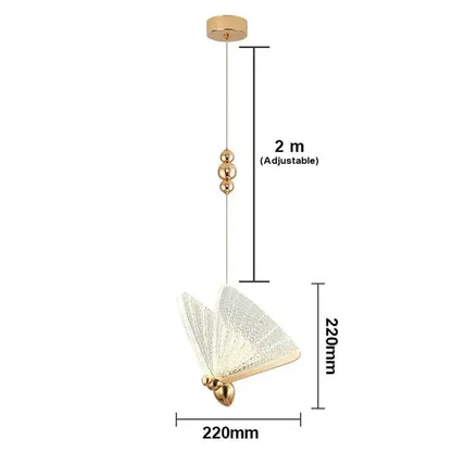 Elegant gold butterfly led pendant light bedroom decor