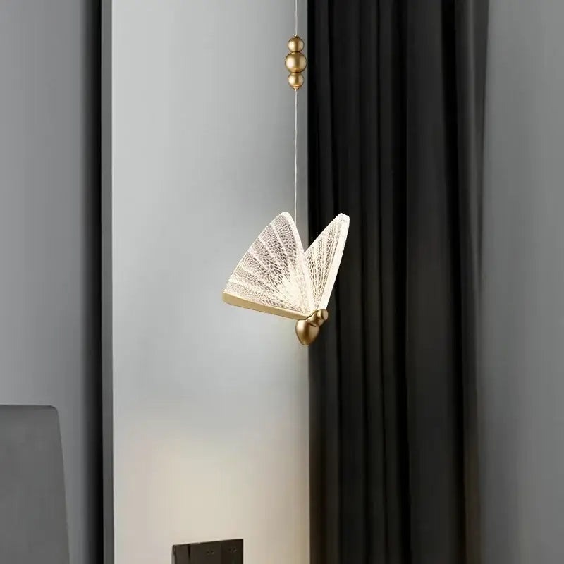 Elegant gold butterfly led pendant light bedroom decor