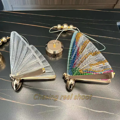 Elegant gold butterfly led pendant light bedroom decor