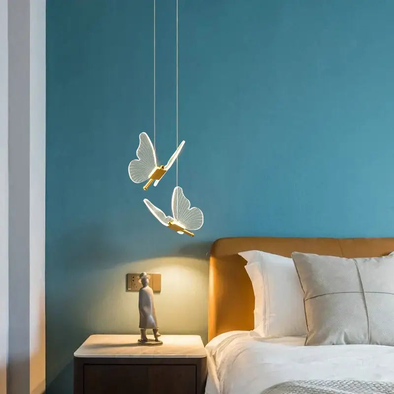 Elegant gold butterfly pendant lamp bedroom hanging light