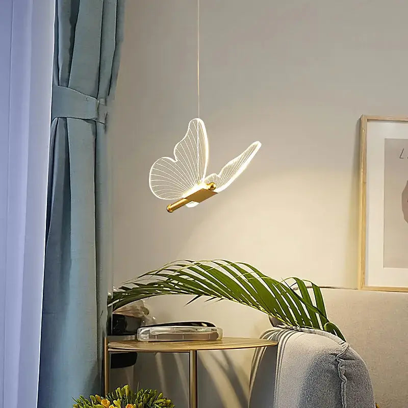 Elegant gold butterfly pendant lamp bedroom hanging light