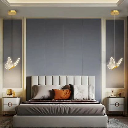 Elegant gold butterfly pendant lamp bedroom hanging light