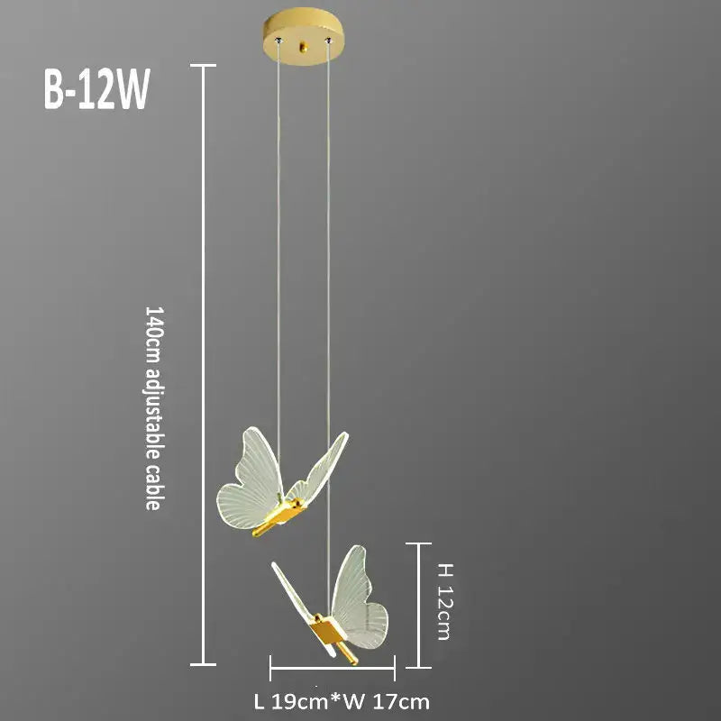 Elegant gold butterfly pendant lamp bedroom hanging light