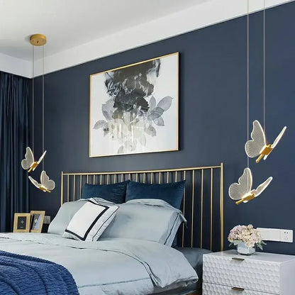 Elegant gold butterfly pendant lamp bedroom hanging light