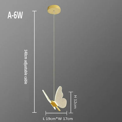 Elegant gold butterfly pendant lamp bedroom hanging light