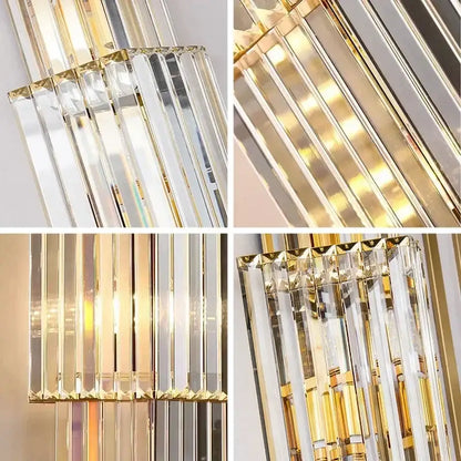 Elegant gold cascading crystal wall lamp for living room