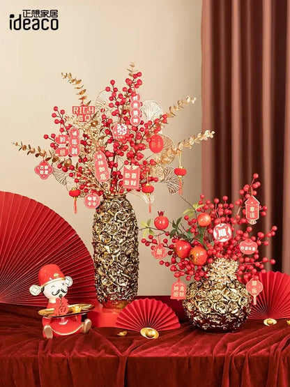 Elegant gold ceramic rose vase living room wedding centerpiece