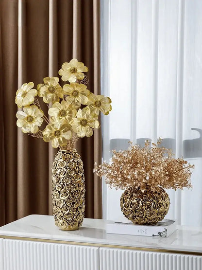 Elegant gold ceramic rose vase living room wedding centerpiece