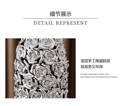 Elegant gold ceramic rose vase living room wedding centerpiece
