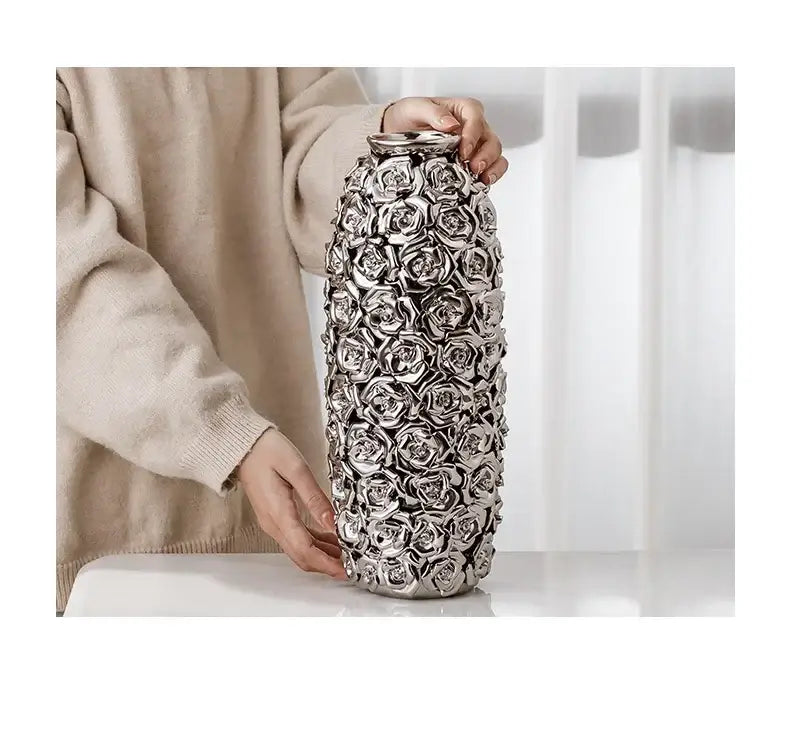 Elegant gold ceramic rose vase living room wedding centerpiece