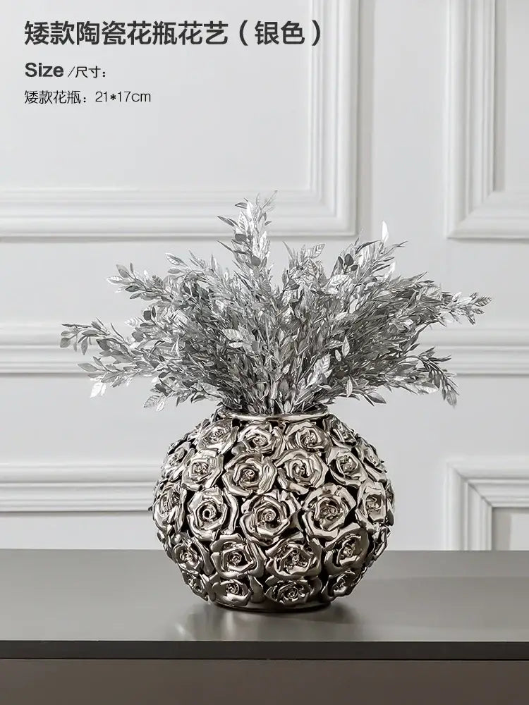 Elegant gold ceramic rose vase living room wedding centerpiece